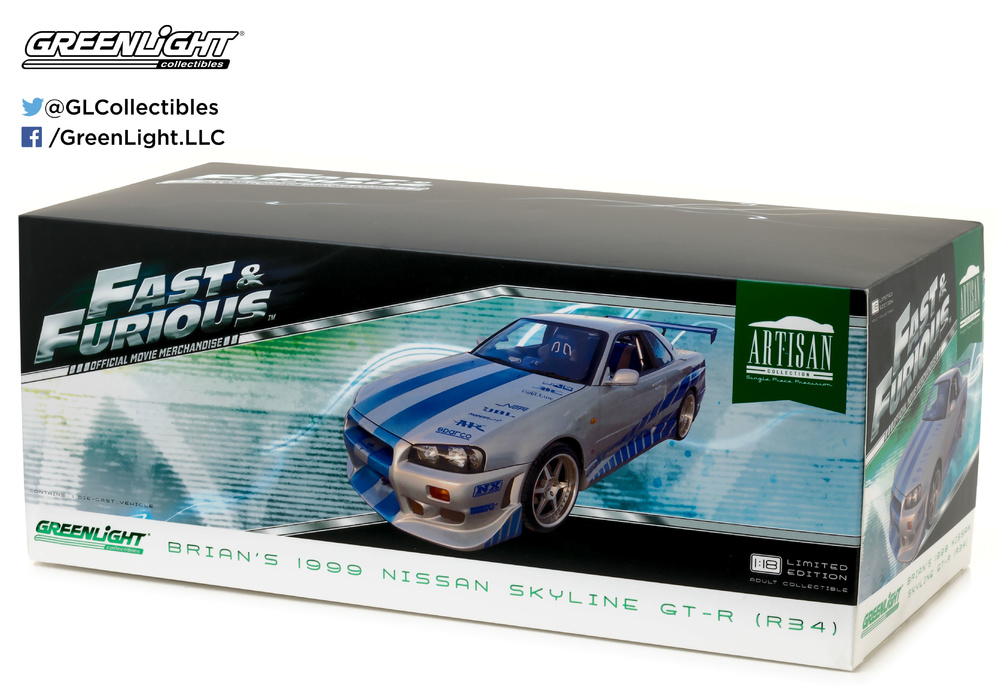 1:18 Artisan Collection - Fast & Furious - 2 Fast 2 Furious (2003) - 1999 Nissan Skyline GT-R (R34) 19029 
