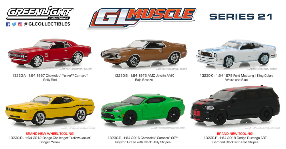 1:64 GreenLight Muscle Series 21 - 1967 Chevrolet Yenko Camaro - Rally Red 13230A 