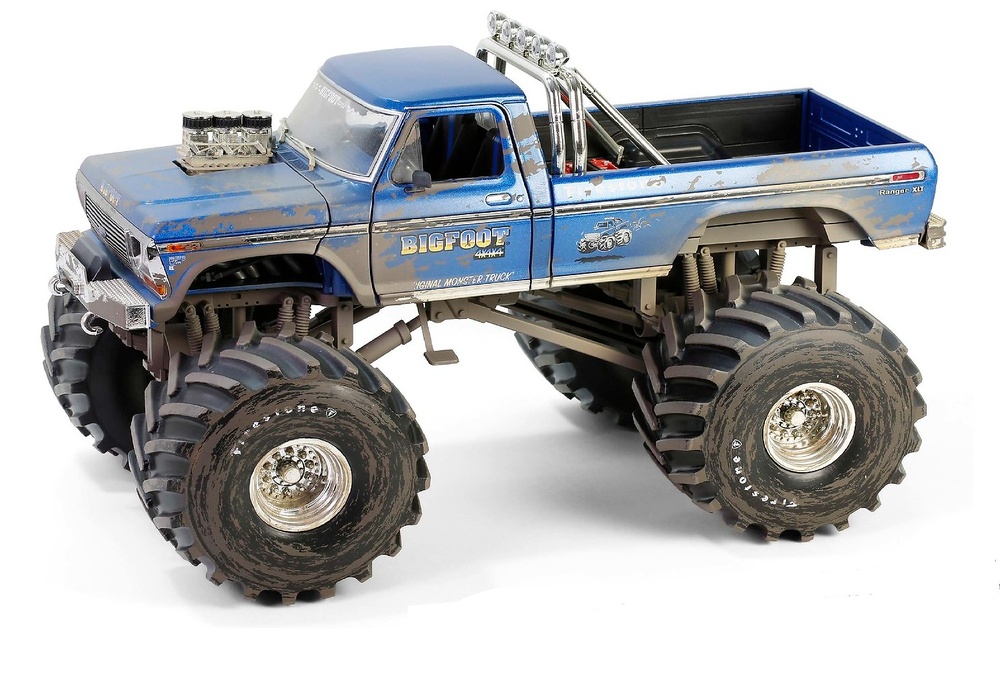 Bigfoot #1 - 1974 Ford F-250 Monster Truck with 66-Inch Tires - Dirty Version GreenLight 13694 scale 1/18 