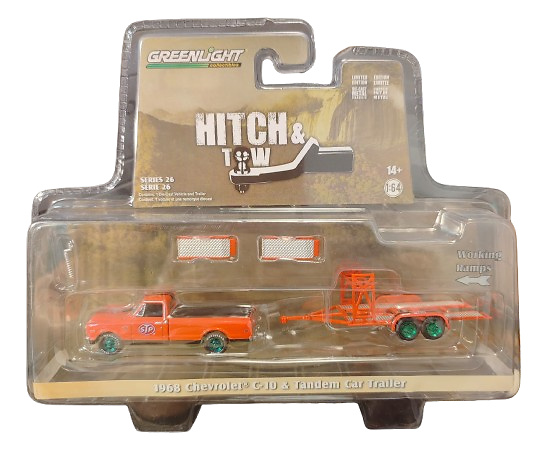 Chevrolet C-10 + with Tandem Car Trailer STP (1968) Greenmachine Version 1:64 