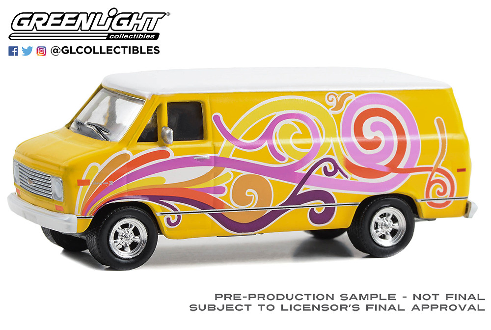 Chevrolet G20 Custom Van - Yellow with Swirls (1976) Greenlight 1/64 