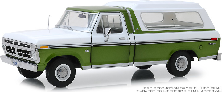 Ford F-100 Metallic Green with white panel box cover (1975) Greenlight 1:18 