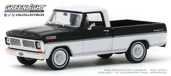 Ford F-100 - Negro cuervo y blanco puro (1970) Greenlight 1/43 