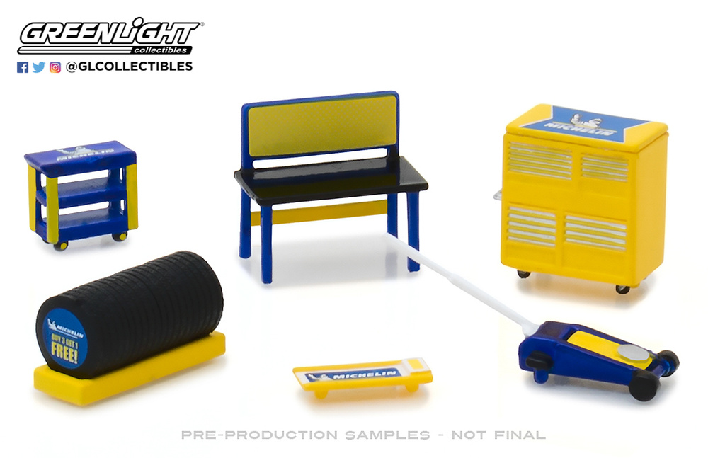 GL Muscle Shop Tools Michelin Tires Greenlight 1:64 