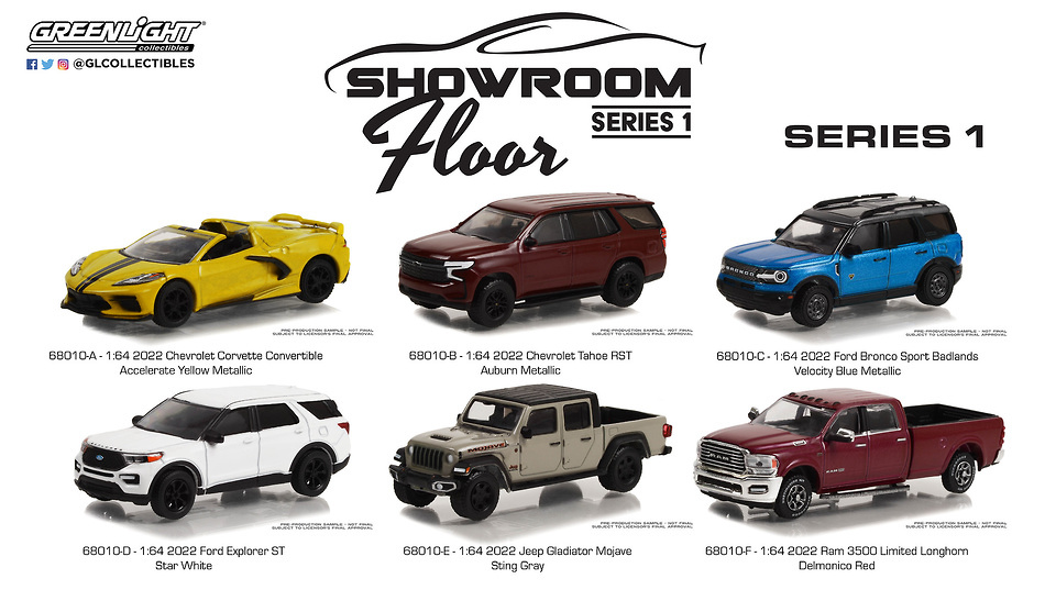 Lote 6 coches Showroom Floor Series 1 Greenlight 1/64 