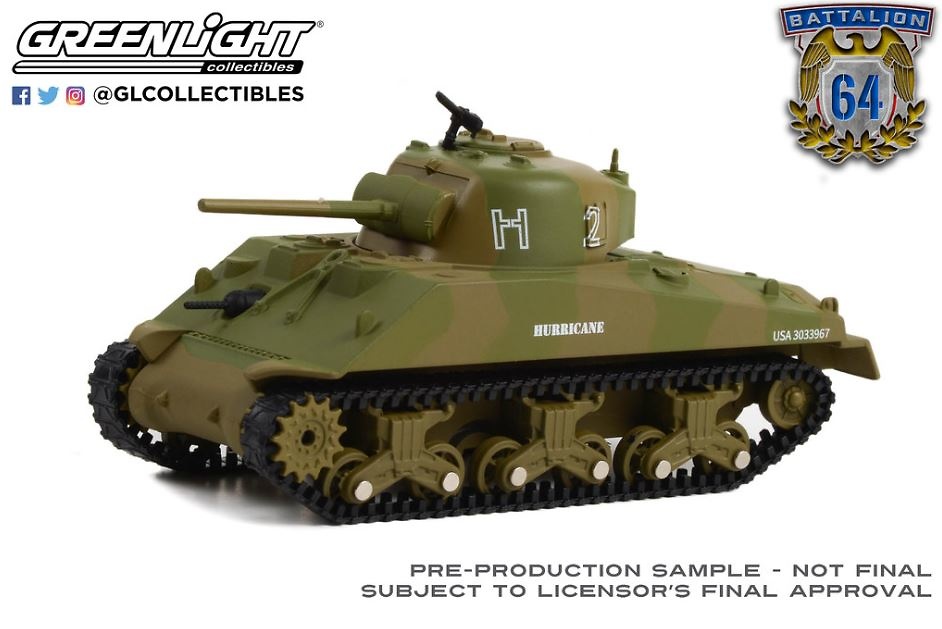 M4 Sherman Tank “Hurricane” - U.S. Army World War II - 66th Armor Regiment, 2nd U.S. Armored Division, Normandy (1944) Greenlight 1:64 