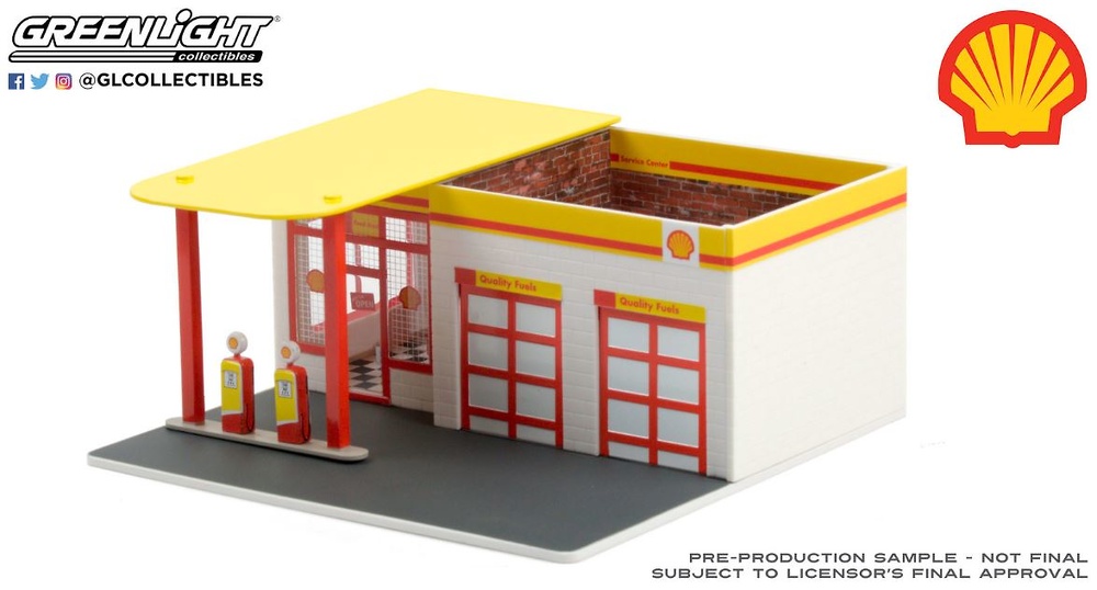 Mechanic's Corner Series 7 - Vintage Gas Station Shell Oil Greenlight 1:64 