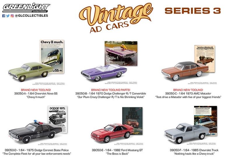 Lote Vintage Ad Cars Series 3 Greenlight 1/64 