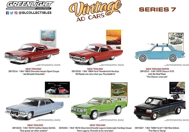 Lote 6 coches Vintage Ad Cars Series 7 Greenlight 1/64 