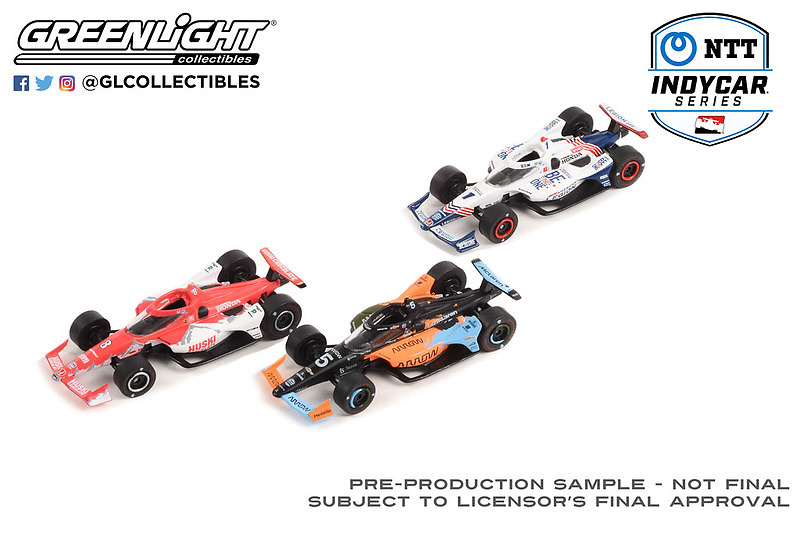 Set Indianapolis 2022 - #8 Marcus Ericsson, #5 Pato O'Ward, #1 Tony Kanaan, Greenlight 1/64 