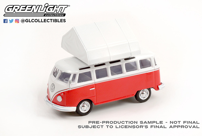 Volkswagen Samba Bus with Camp'otel Cartop Sleeper Tent (1964) Greenlight 1:64 