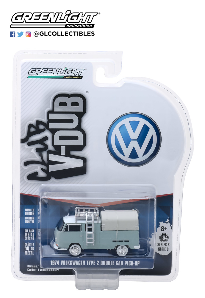 Volkswagen Type 2 Double Cab Pickup Ladder Truck (1974) Greenlight 1/64 