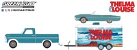 Thelma & Louise - Ford Thunderbird Convertible – Dust Covered +  Ford F-250 & Enclosed Car Hauler Trailer Hitch & Tow Series 13 Greenlight 1/64