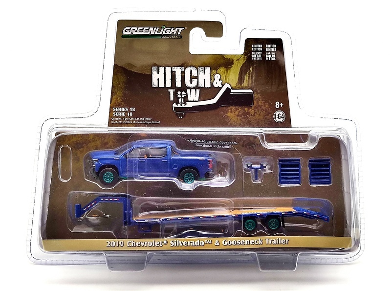 Chevrolet Silverado 1500 LT con Plataforma de cuello de cisne (2019) Greenmachine 1/64 