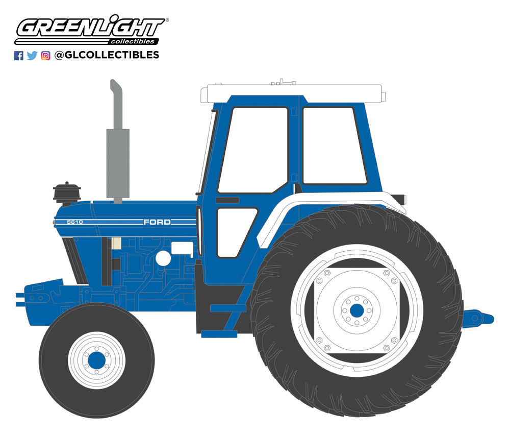 Ford 5610 Tractor con Cabina cerrada (1984) Greenlight 48020C 1/64 