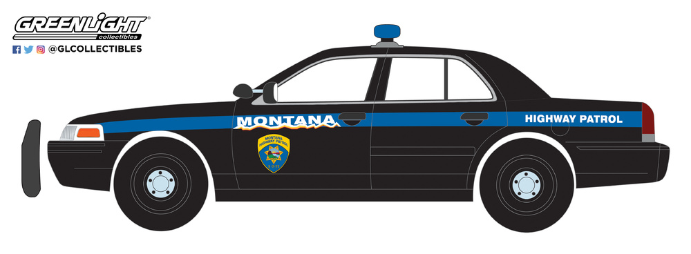 Ford Crown Victoria Police Interceptor Montana Highway Patrol (2001) 42860D Greenlight 1/64 