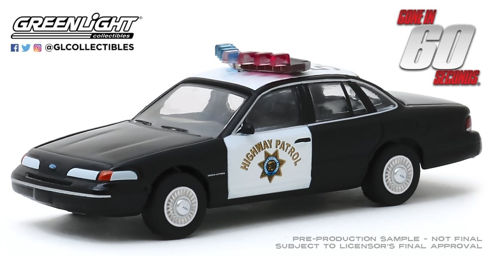 Ford Crown Victoria Police pelicula 60 segundos Greenlight 1/64 