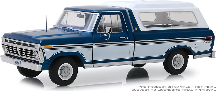 Ford F-100 Azul medianoche con caja trasera blanca (1975) Greenlight 1/18 