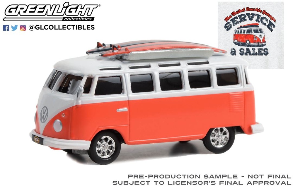 Furgoneta Volkswagen Samba con tablas de surf - Knuckle Garage Series 2 Greenlight 1/64 