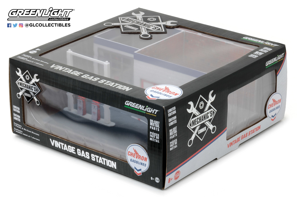 Garaje Mecánico con Gasolinera Chevron Greenlight 57022 1/64 