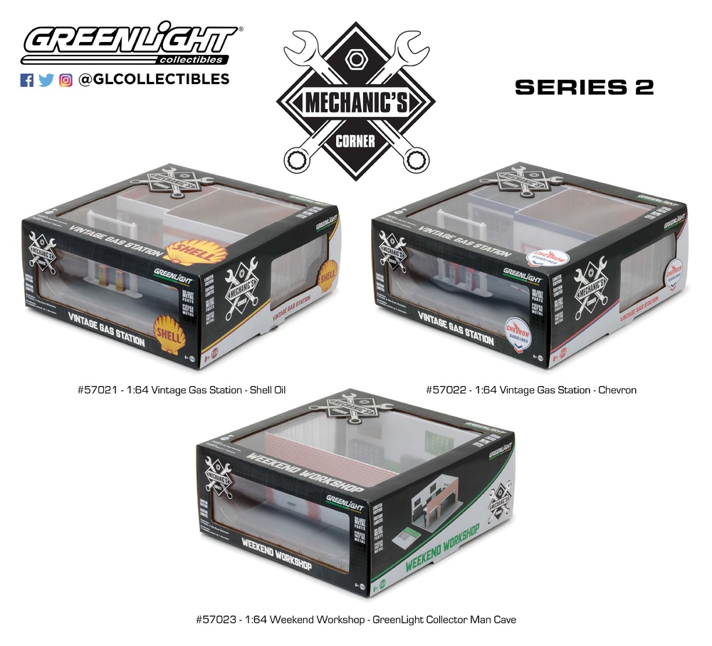 Garaje con Gasolinera Chevron Greenlight 1/64 