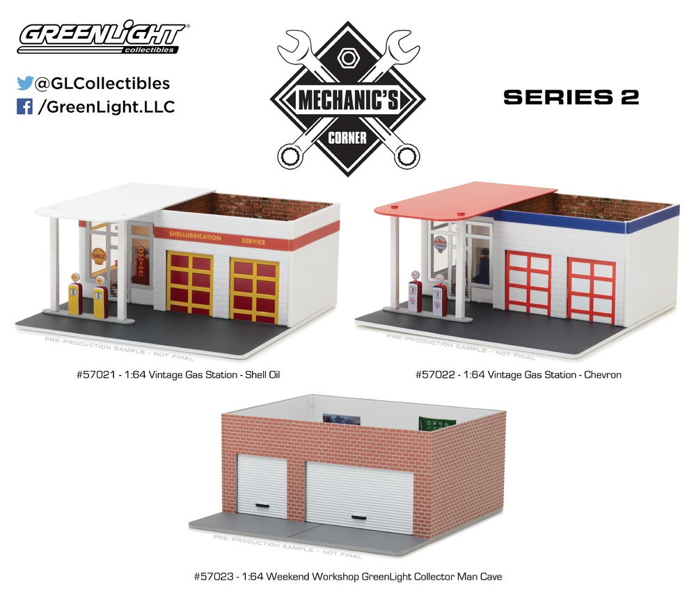Garaje con Gasolinera Chevron Greenlight 1/64 