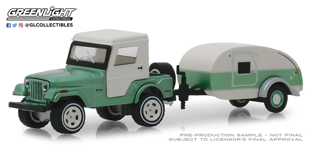 Jeep CJ-5 Techo rígido con remolque de lágrima (1972) Greenlight 1/64 