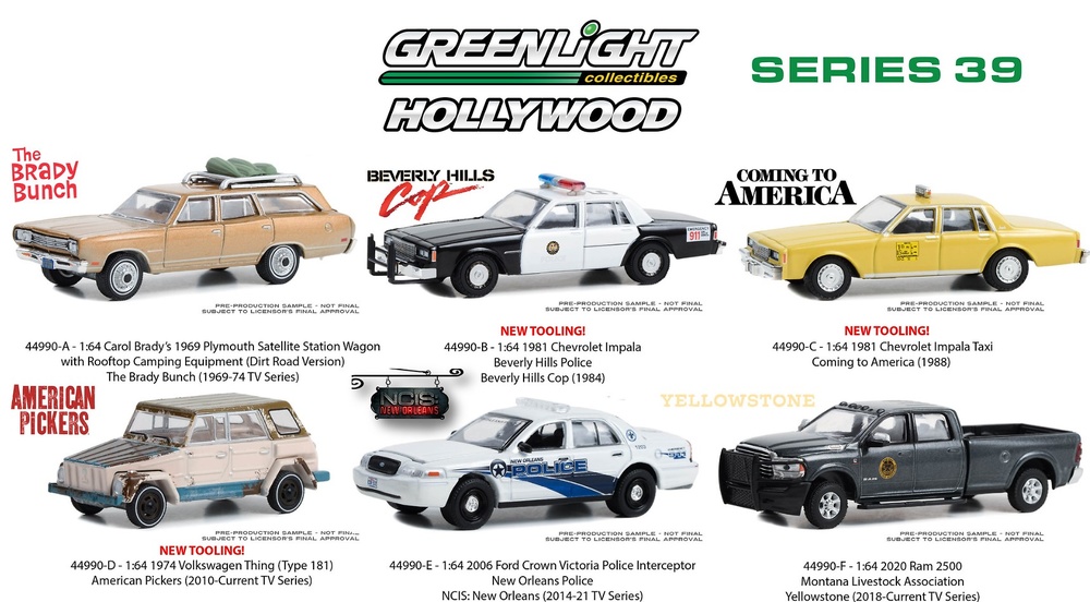 Lote 6 coches Hollywood Series 39 Greenlight 1/64 