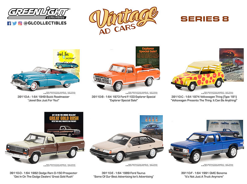 Lote Vintage Ad Cars Series 8 Greenlight 1/64 