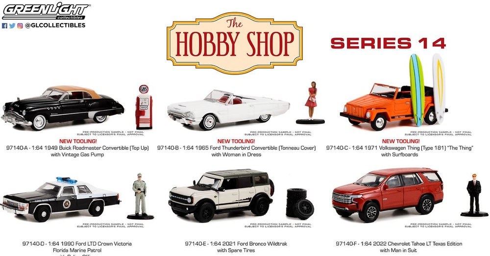 Lote de 6 coches - The Hobby Shop - Series 14 Greenlight 1/64 
