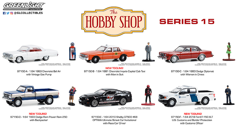 Lote de 6 coches - The Hobby Shop - Series 15 Greenlight 1/64 