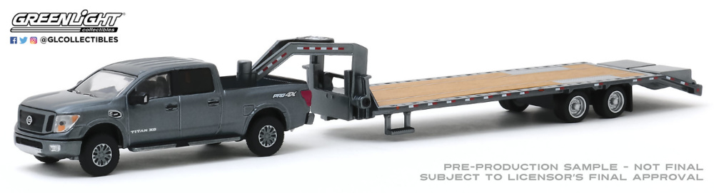 Nissan Titan XD Pro-4X con Plataforma de cuello de cisne (2019) Greenlight 1/64 