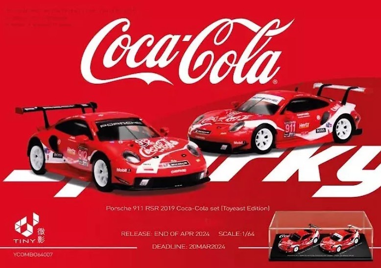 Porsche 911 RSR 2019 COCA-COLA #911 #912 Petit LeMans Set Spark YCOMBO64007 - escala 1/64 