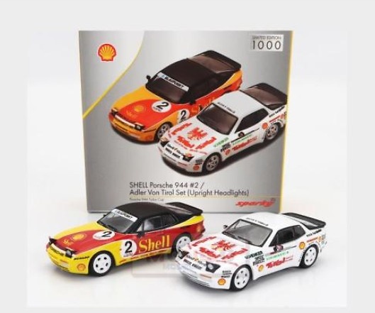 Porsche Set 2X 944 Shell #2 Racing + 944 #0 Racing Turbo Cup 1989 Spark YCOMBO64003 - escala 1/64 
