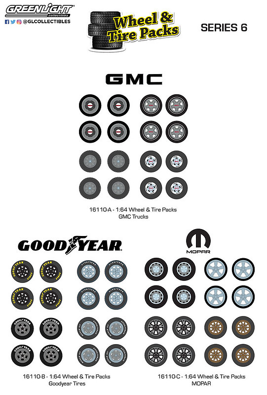 Set Conjunto de ruedas y neumáticos Greenlight 1/64 