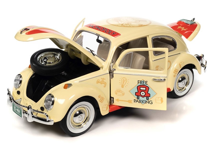 Volkswagen Beetle - Monopoly + Figura Free Parking Auto World AWSS141 escala 1/18 