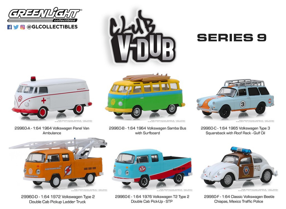 Volkswagen T2 Doble cabina con autoescala (1972) Greenlight 29960D 1/64 