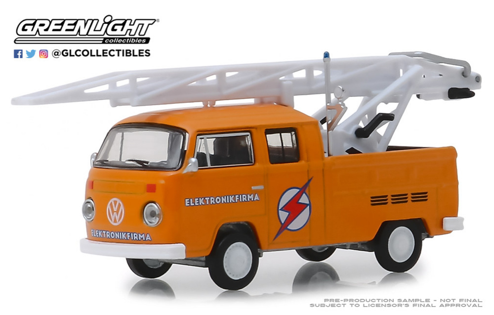 Volkswagen T2 Doble cabina con autoescala (1972) Greenlight 29960D 1/64 