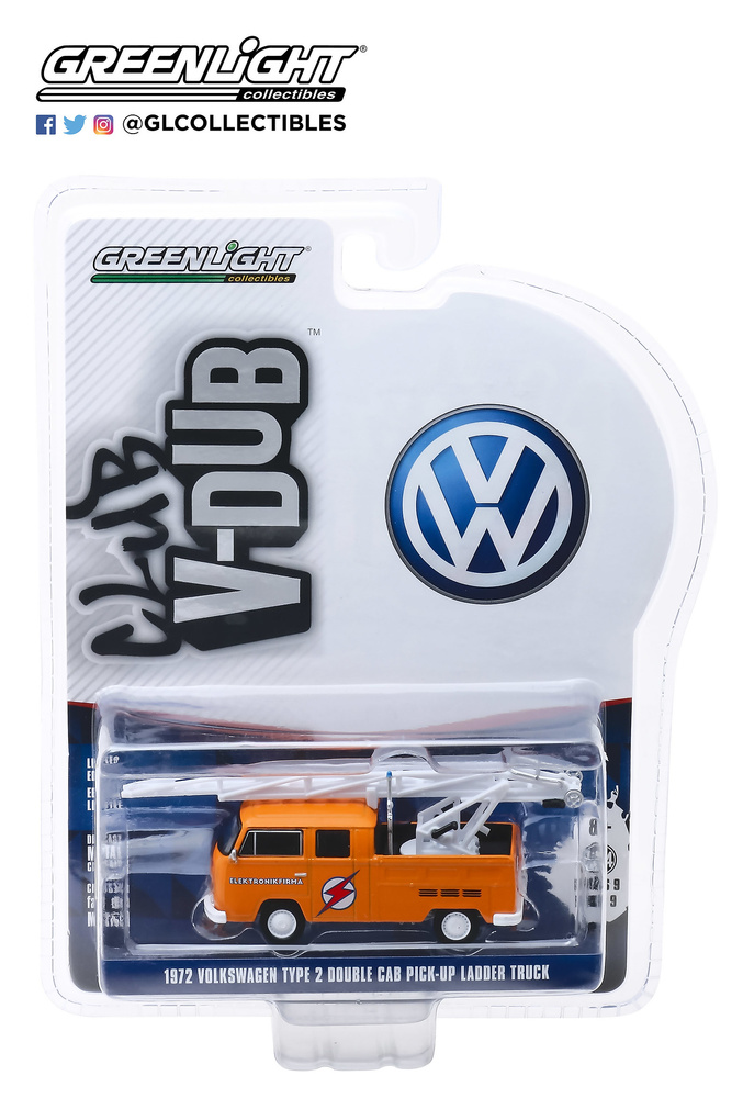 Volkswagen T2 Doble cabina con autoescala (1972) Greenlight 29960D 1/64 