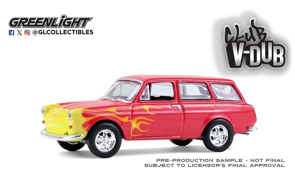 Volkswagen Type 3 Panel Van – Flames Club V-Dub Series 21 Greenlight 1/64 