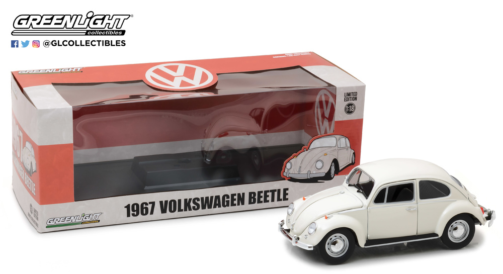 1:18 1967 Volkswagen Beetle Right-Hand Drive - Lotus White Greenlight 13510 