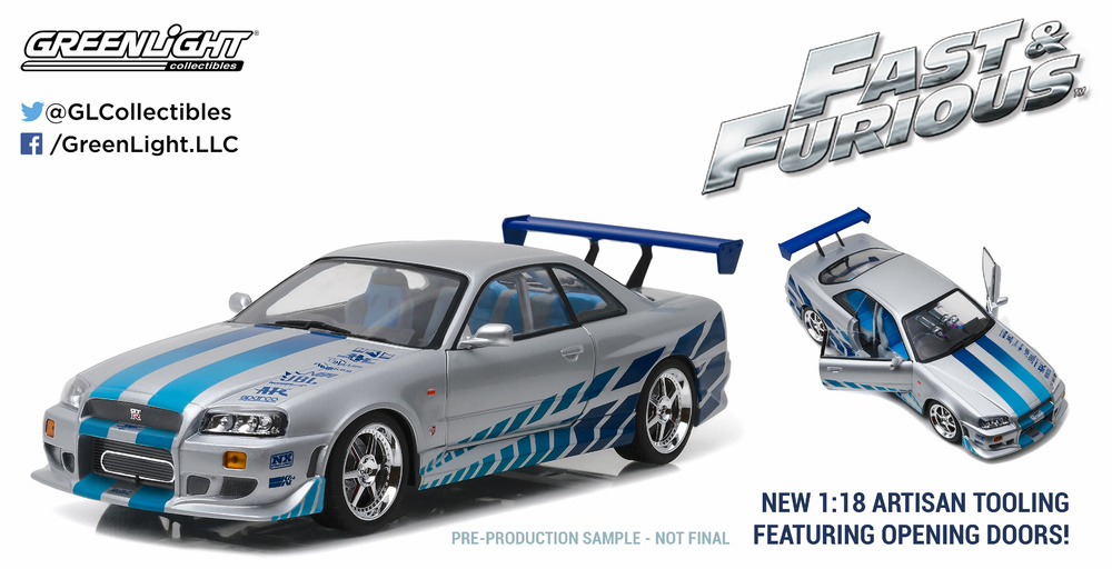1:18 Artisan Collection - Fast & Furious - 2 Fast 2 Furious (2003) - 1999 Nissan Skyline GT-R (R34) 19029 
