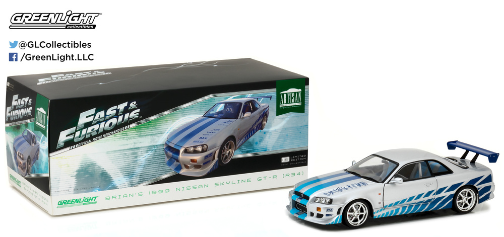 1:18 Artisan Collection - Fast & Furious - 2 Fast 2 Furious (2003) - 1999 Nissan Skyline GT-R (R34) 19029 