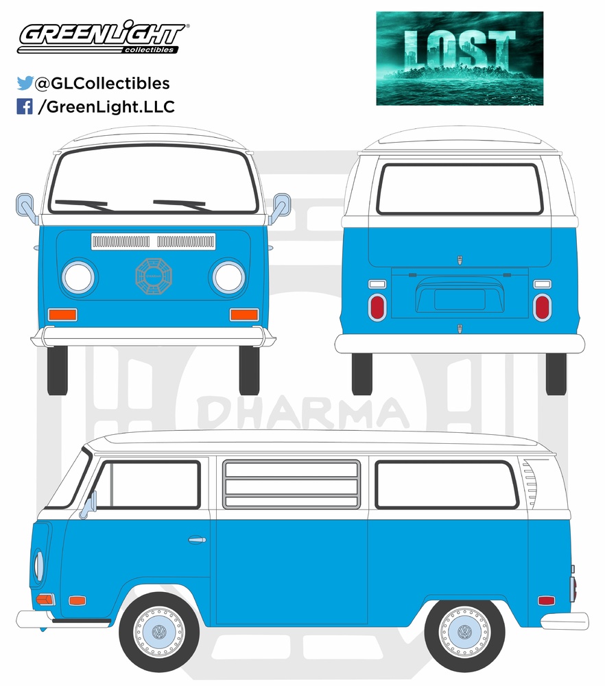 1:18 Artisan Collection - Lost (TV Series, 2004-10) - 1971 Volkswagen Type 2 (T2B) Darma Van Greenlight 19011 