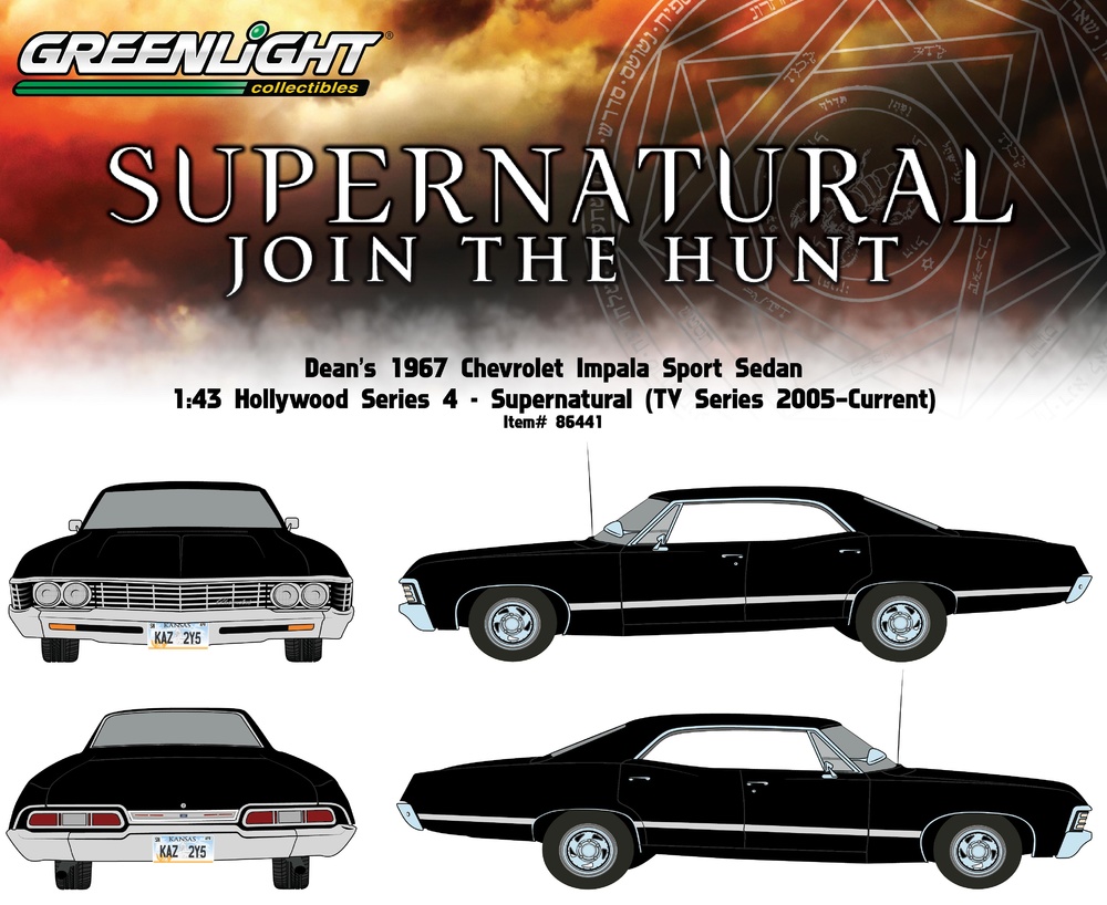 Greenlight Hollywood 1:43 Chevy Impala Sport Sedan-Sobrenatural-automóvil de fundición 