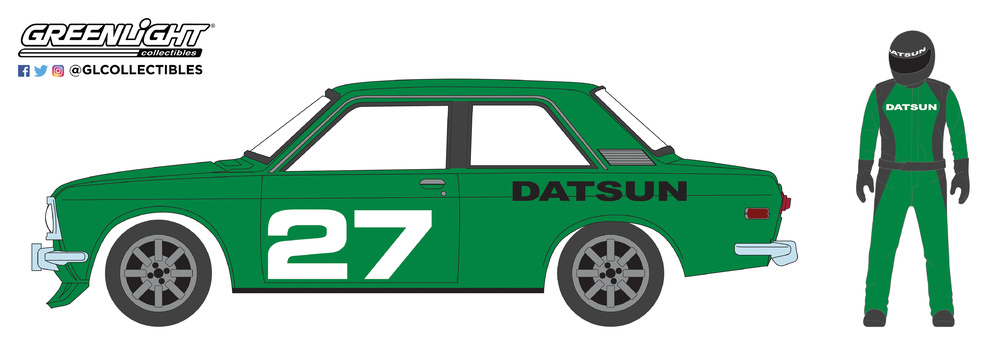 Datsun 510 # 27 with Race Car Driver Greenlight 1:64 