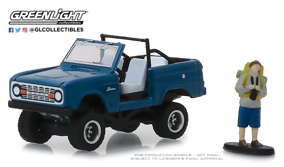 Ford Bronco (Doors Removed) with Backpacker (1967) Greenlight 1:64 