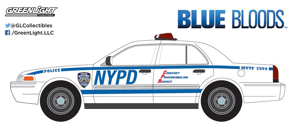 1:64 Blue Bloods - 2001 Ford Crown Victoria Police Interceptor (NYPD) Greenlight 44760D 