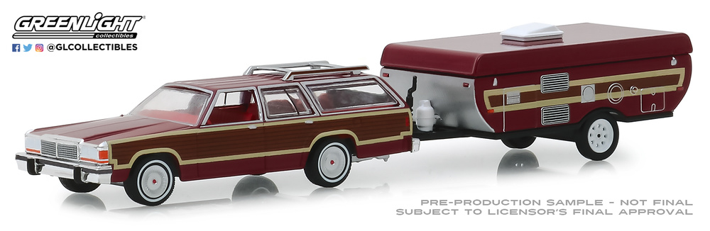 Ford LTD Country Squire and Pop-Up Camper Trailer (1981) Greenlight 1:64 
