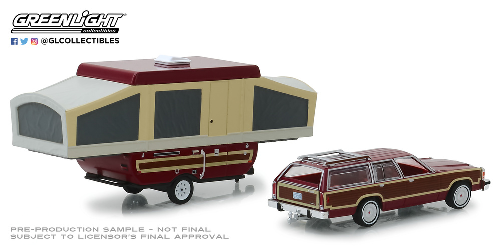 Ford LTD Country Squire and Pop-Up Camper Trailer (1981) Greenlight 1:64 